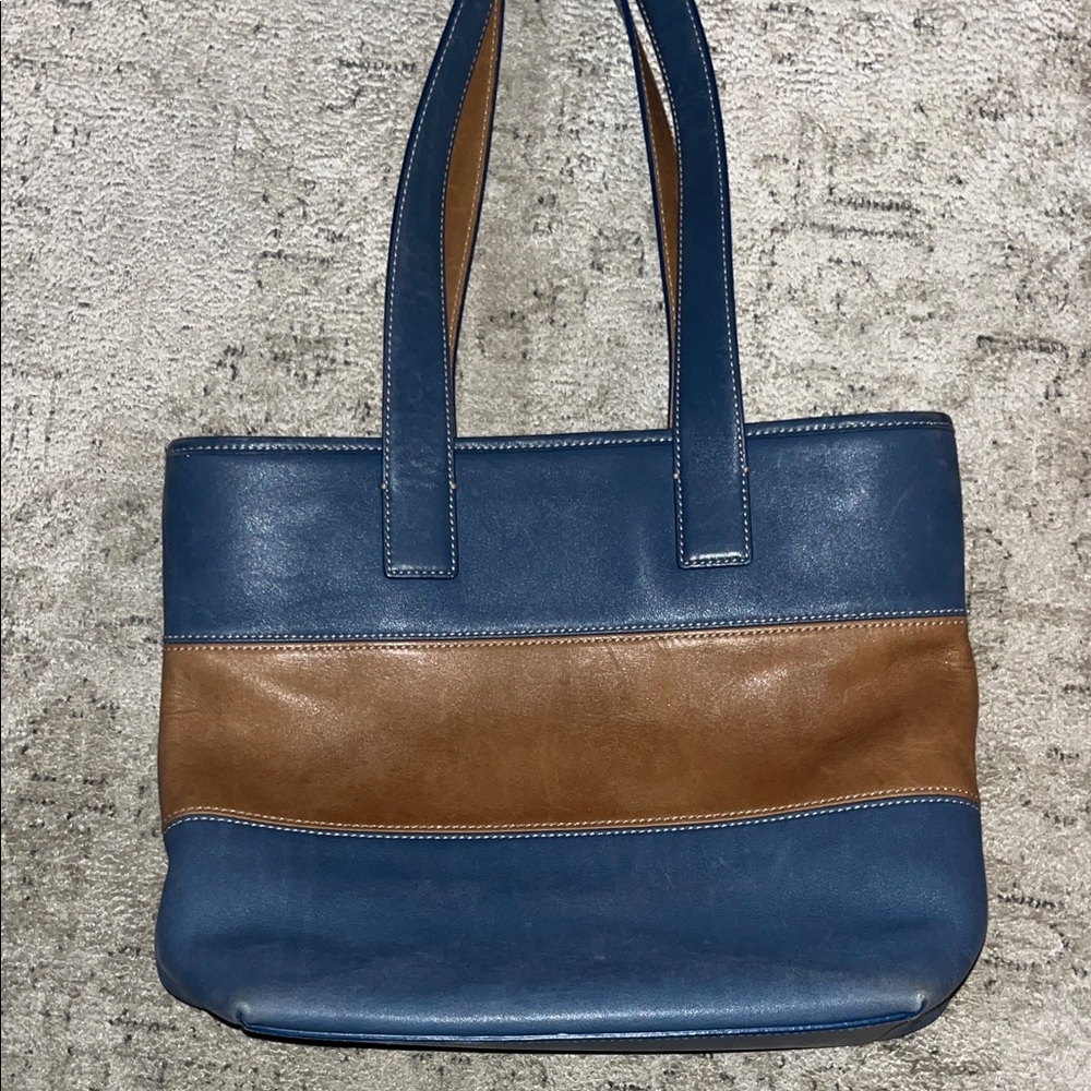 Coach Blue and Brown Shoulder Bag